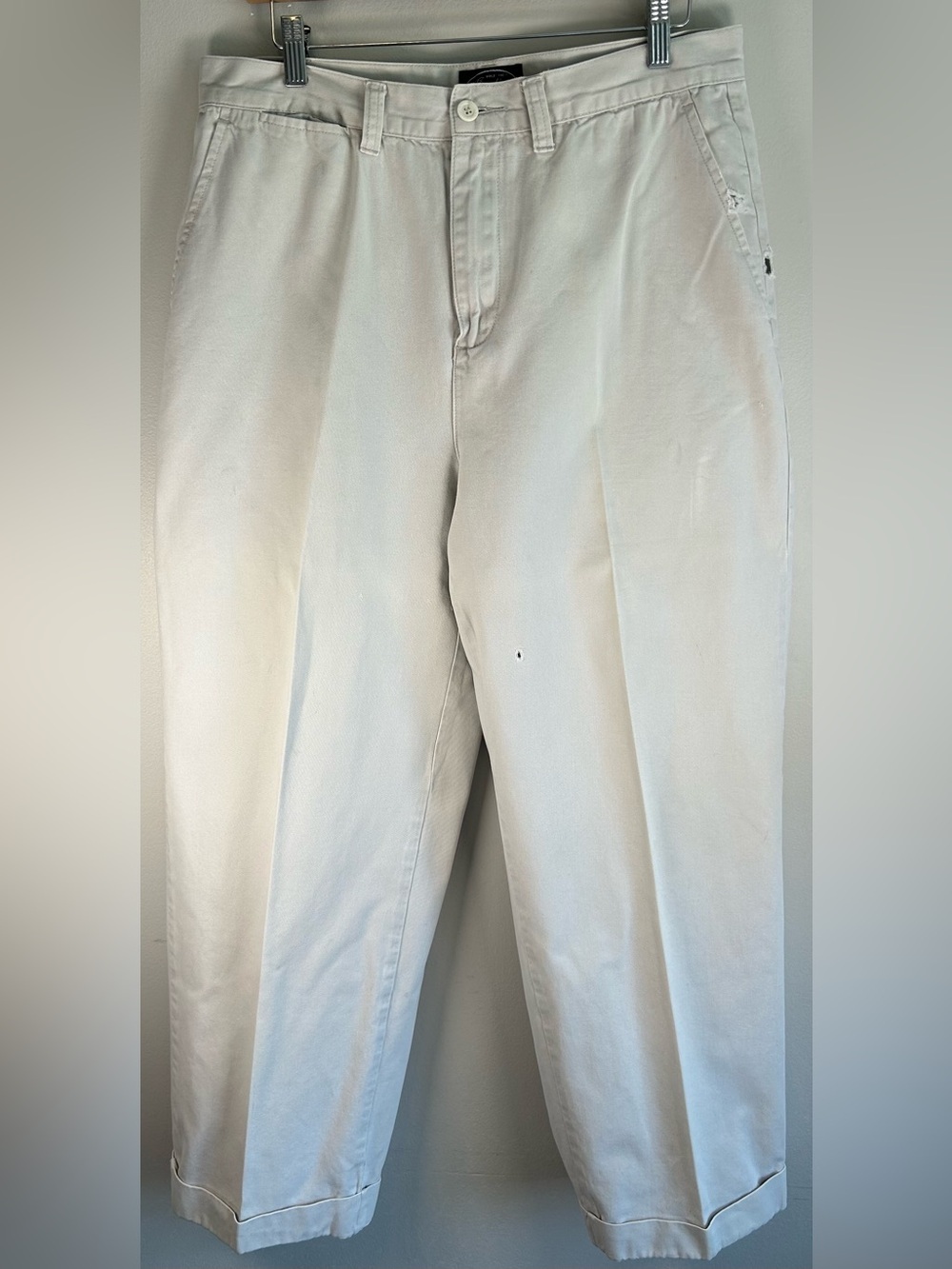 Vintage Indian Motorcycle Company Mens White Twill Cotton Khaki Pants Sz 32x28.5